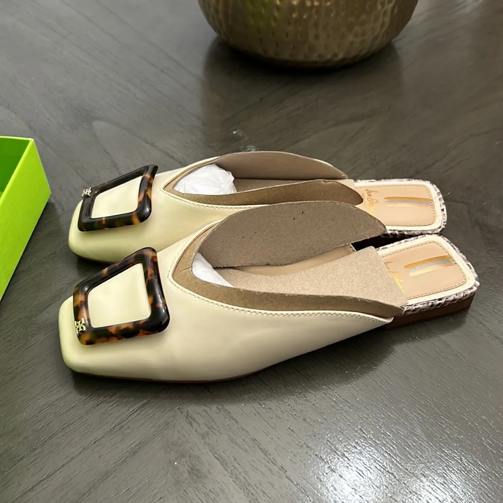 Womens Sam Edelman Mules | Lavina Buckle Mule Modern Ivory Leather - Picture 12 of 14